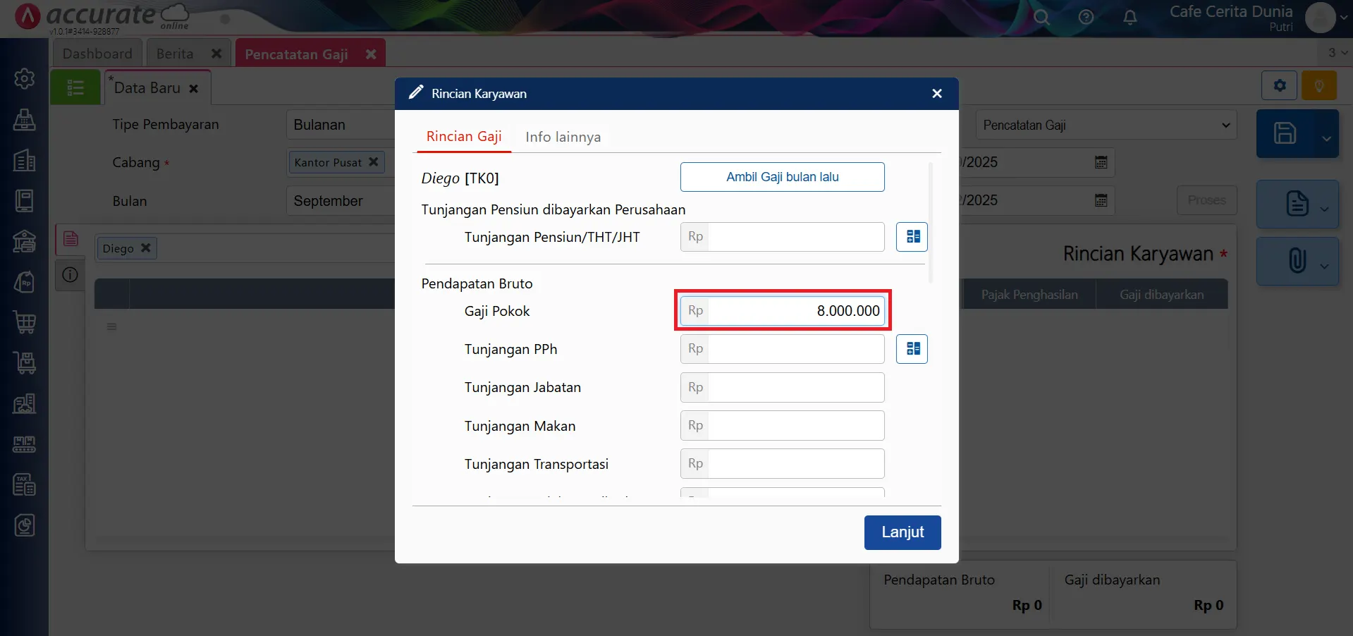 mencatat PPh 21 karyawan baru di tengah tahun